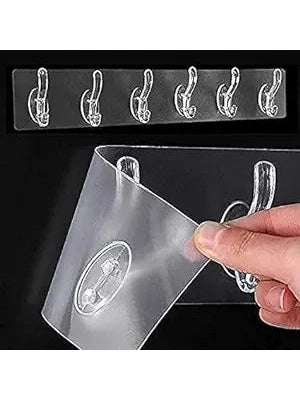 Self Adhesive 6 Hook Sticker Strip for Wall Hanging Multi-Purpose Item
